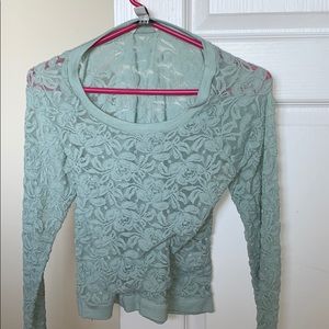 Forever 21 Light Teal/Sea Green Long Sleeve